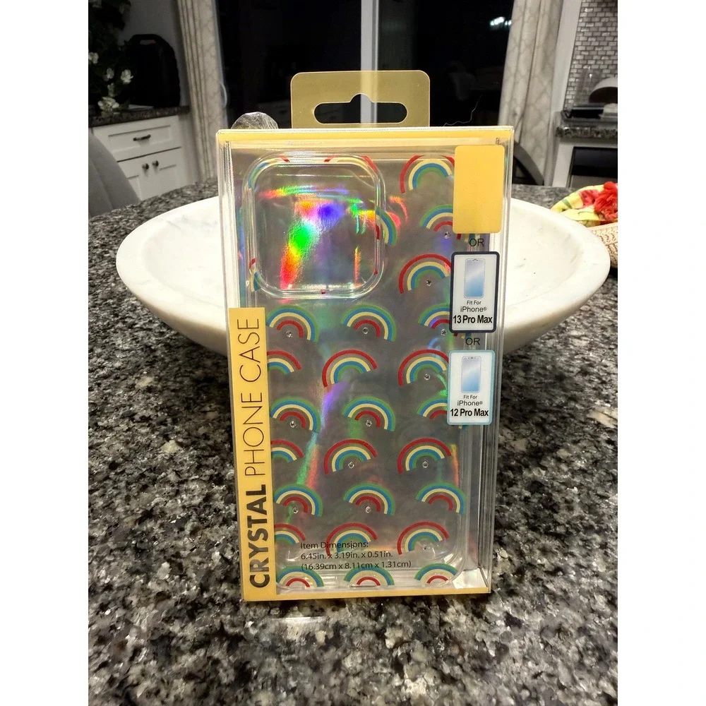 Crystal Phone Case iPhone 13 Pro Max 12 Pro Max Holographic Rainbow Iridescent